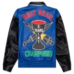 Blue Saint Michael X Denim Tears Holy Grail Varsity Jacket