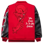 Red Saint Michael Devil Varsity Jacket