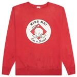 Red Saint Michael Kiss Me Crew Sweater