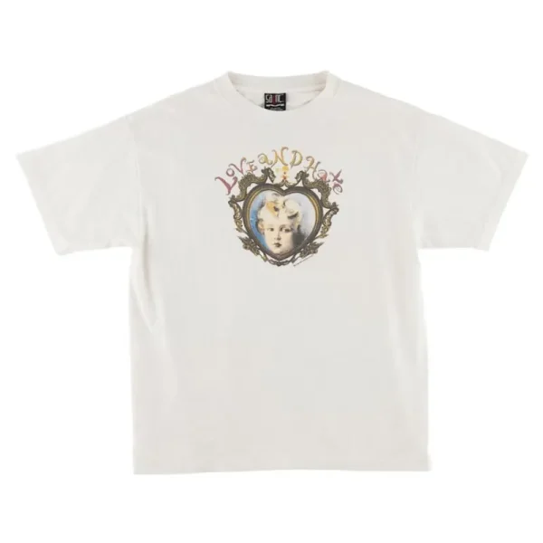 White Saint Mxxxxxx Love and Hate Baby Tee