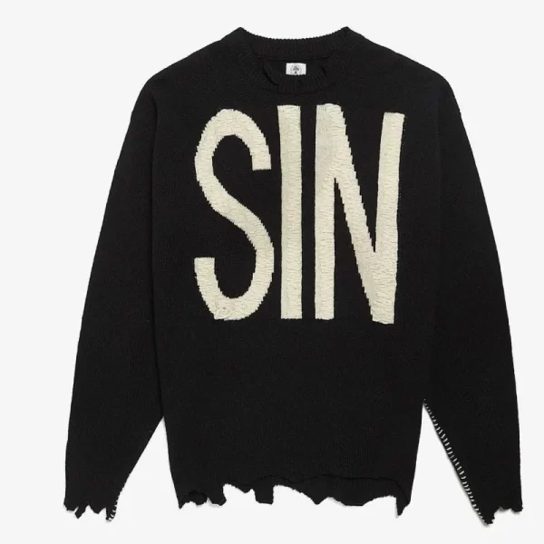 Black Saint Mxxxxxx SIN Embroidered Wool Sweater