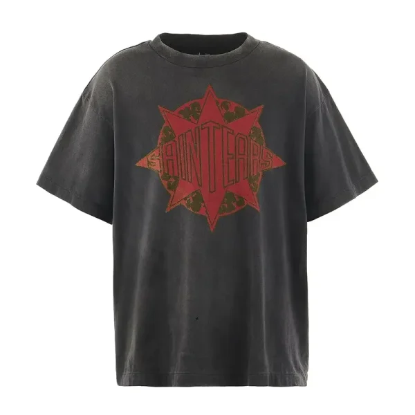 Black Denim Tears X Saint Mxxxxxx Saint Tears Short Sleeve T-Shirt