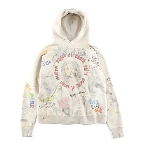 Beige Saint Michael Aged Graffiti Hoodie