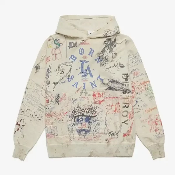 Beige Saint Michael x Born Raised Graffiti Hoodie