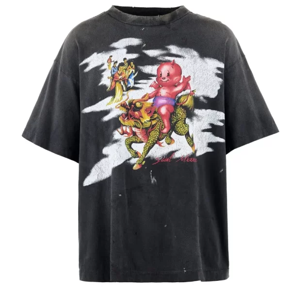Black SAINT Mxxxxxx Damaged Short Sleeve Tee