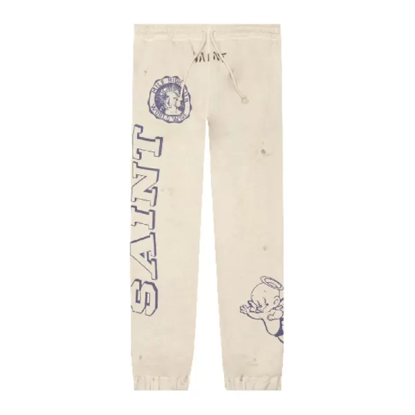 Grey Saint Mxxxxxx Logo Distressed Cotton Sweatpants