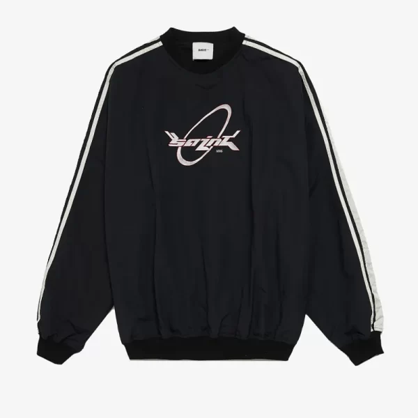 Black Saint Mxxxxxx Nylon Logo Embroidered Sweatshirt