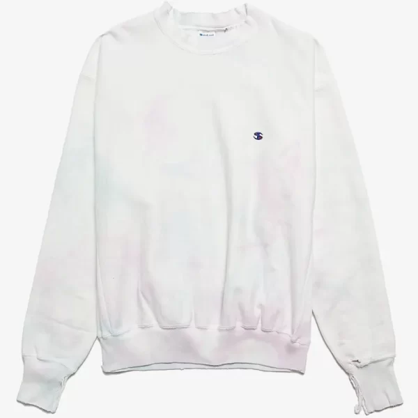 White Tie-Dyed Saint Mxxxxxx Logo Embossed Sweatshirt