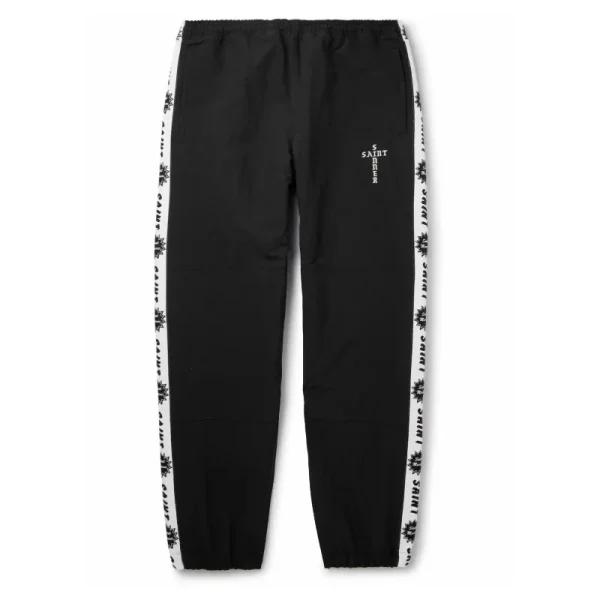 Black SAINT Mxxxxxx Logo Striped Nylon Track Pants