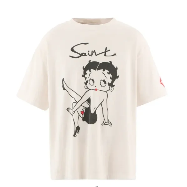 White Saint Mxxxxxx Betty Boop Betty Short Sleeve Tee