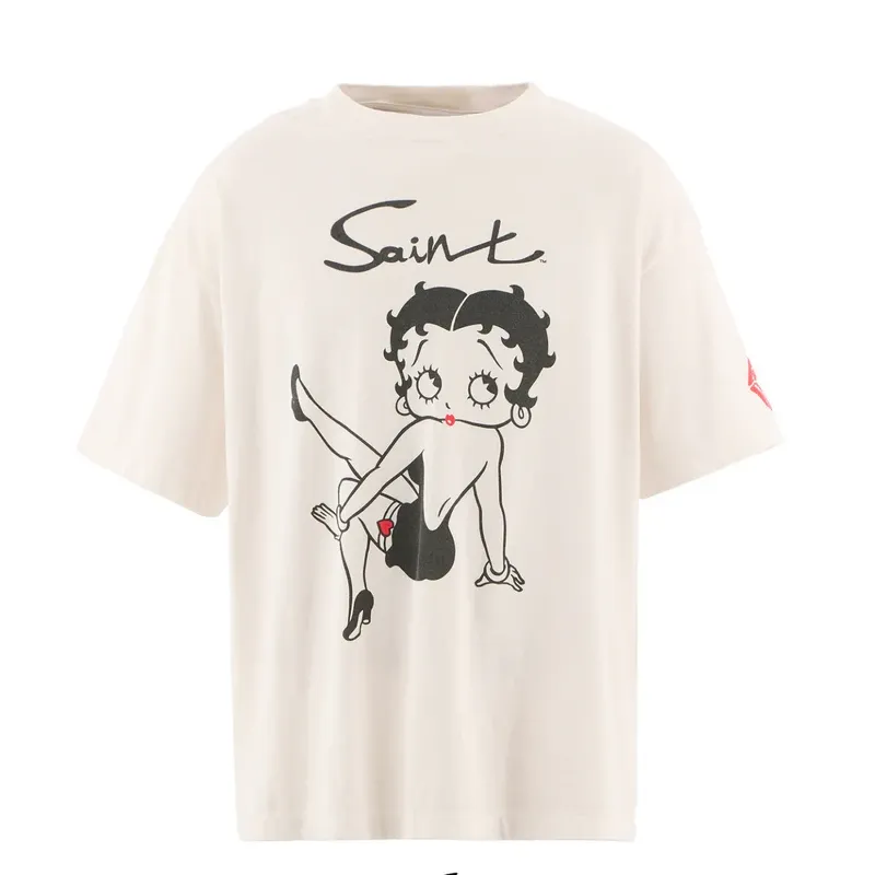 White Saint Mxxxxxx Betty Boop Betty Short Sleeve Tee - Saint Mx6 White Saint Mxxxxxx Betty Boop Betty Short Sleeve Tee