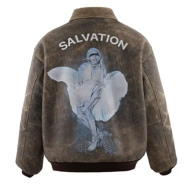 Brown SAINT Mxxxxxx × Hajime Sorayama A2 Leather Jacket Back