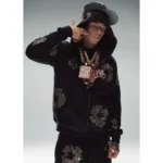 Central Cee x Denim Tears Custom Rose Gold Crystal Cotton Wreath Sweatsuit