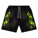 Black/Green Hellstar Flame Shorts