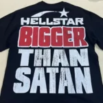 White and Black Hellstar Studios Bigger Than Satan Shirts - Image 4