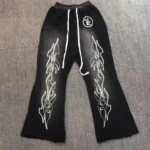 Black Hellstar Racer Flame Sweatpants