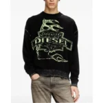 Black Hellstar x Diesel K-Belez Reverse Print Logo Jumper - Image 2