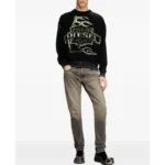 Black Hellstar x Diesel K-Belez Reverse Print Logo Jumper - Image 3