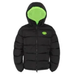 Black/Neon Green SYNA Double Puffer Zip-Up Jacket