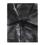 Black SYNA World Leather Bomber Jacket - Image 2