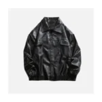 Black SYNA World Leather Bomber Jacket