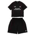 Black SYNA World Perforated Performance Oversized Short Set