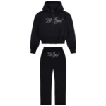Black/Khaki Women's LIL SYNA Rhinestone Zipper Tracksuits