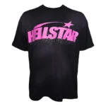 Black/Pink Hellstar Classic Rhinestone Logo T-Shirt