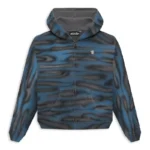 Blue Hellstar Classic Logo Airbrush Zip-Up Hoodie