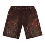 Brown Hellstar Studded Denim Shorts