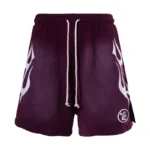 Burgundy Hellstar Studios Flame Shorts