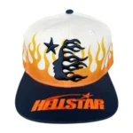Cream/Navy Hellstar Vintage Flame Snapback Hat