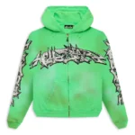 Green Hellstar Graffiti Zip-Up Hoodie