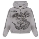 Grey Hellstar Yoga Zip Up Hoodie