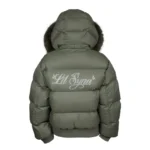 Khaki LIL SYNA Puffer Zip-Up Fur Hood Jacket - Image 2