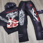 Midnight Black Hellstar Records Airbrushed Skull Tracksuit