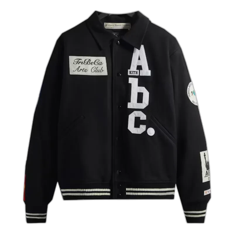 Anthracite Black Advisory Board Crystals X Kith Tribeca Arts Club Varsity Jacket