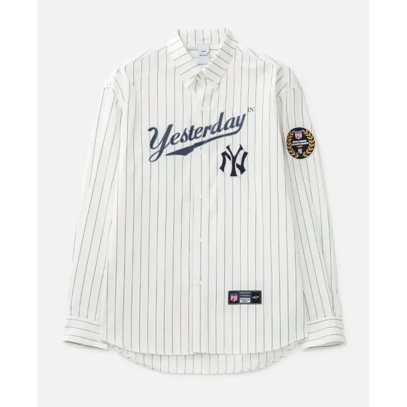 Baseball Stripe Button-Up Shirt