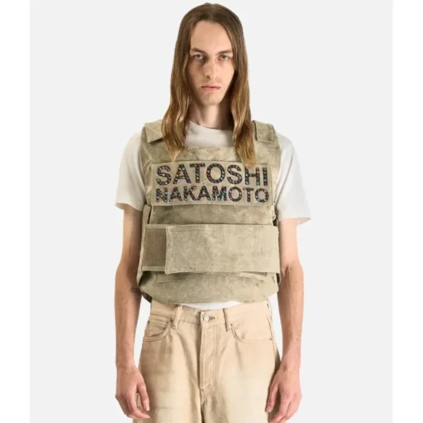 Beige/Black Satoshi Nakamoto Padded Vests