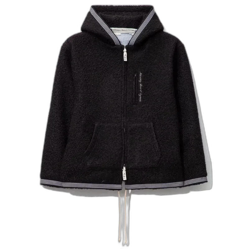 Black Abc Fuzzy Wuzzy Bear Zip-Up Hoodie