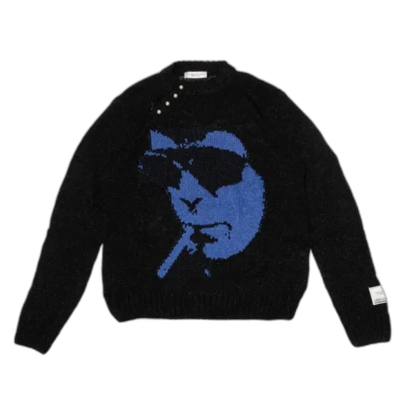 Black/Blue Midnight Studios Baby Face Sweater