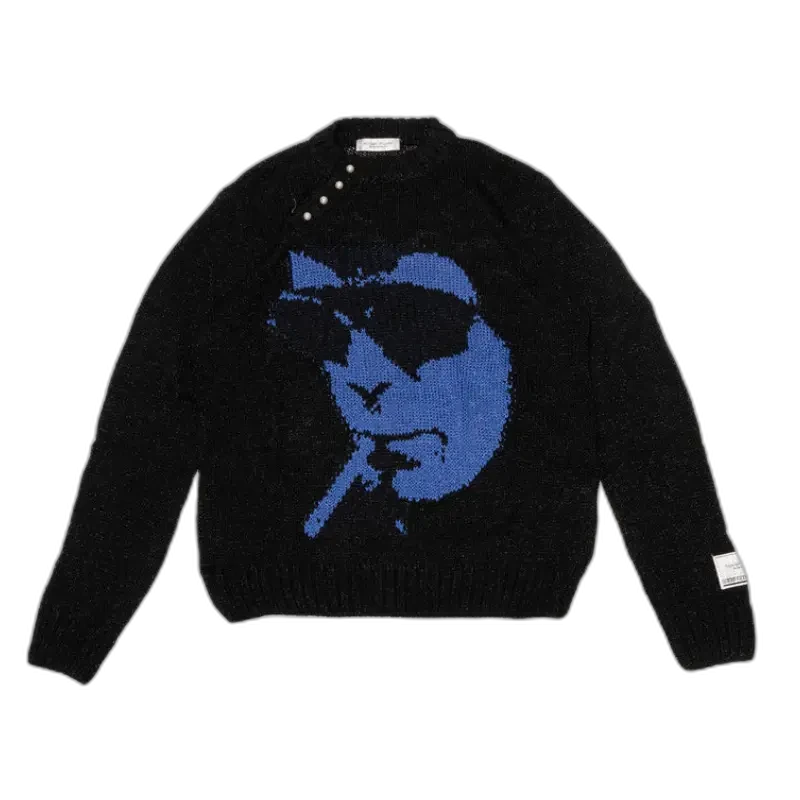 Black/Blue Midnight Studios Baby Face Sweater