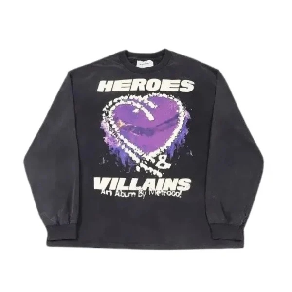 Black Hellstar Studios x Metro Boomin Heart On Fire L/S Tee