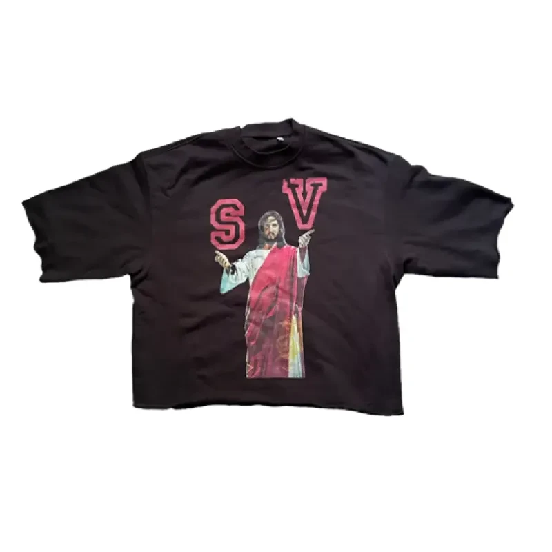 Black Saint Vanity Jesus Cropped Sweater Tee Black Saint Vanity Jesus Cropped Sweater Tee