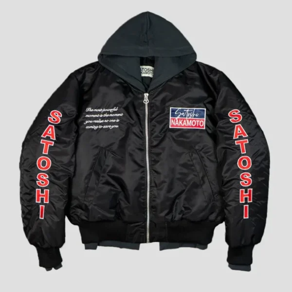 Black Satoshi Nakamoto Off Road Bomber Jacket