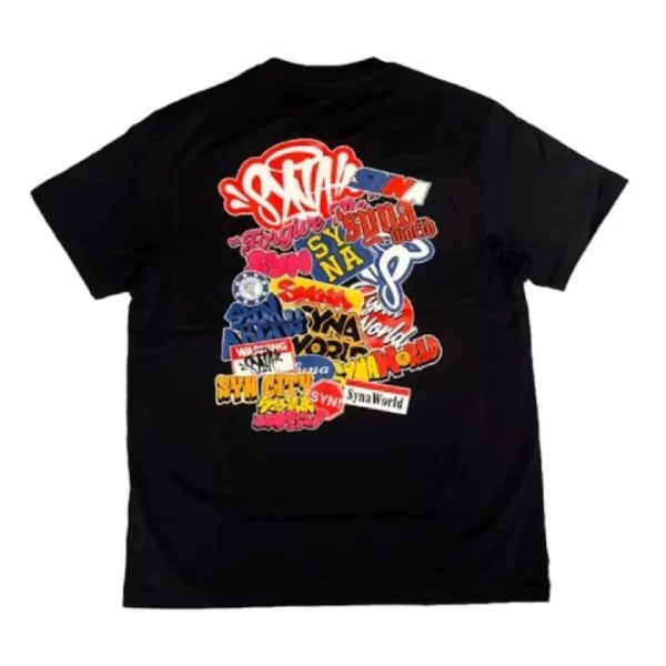 Black Syna World Sticker T-shirt