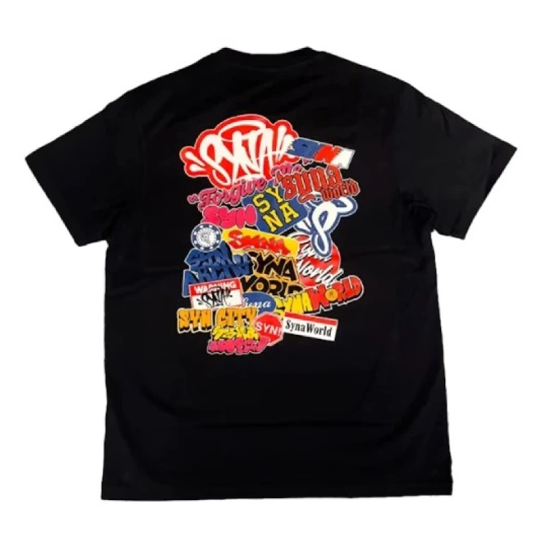 Black Syna World Sticker T-Shirt