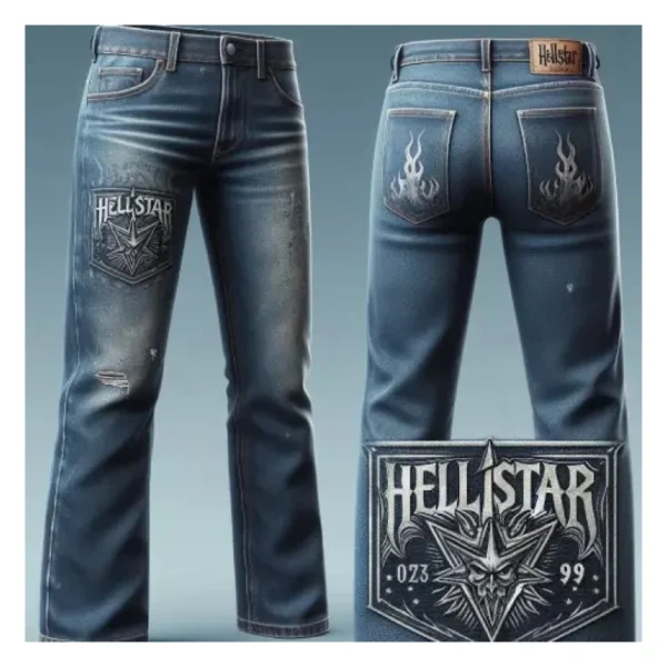Blue Denim Printed Hellstar Jeans