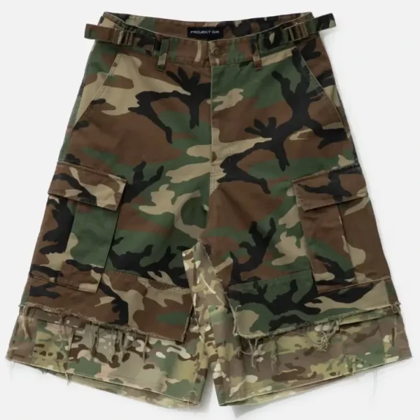 Camo Layered Skirt Cargo Shorts