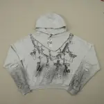 Distressed Chain Hoodie Heather Grey - 3